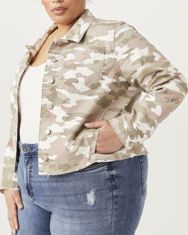 Alia Plus Size Jean Jacket Pink White